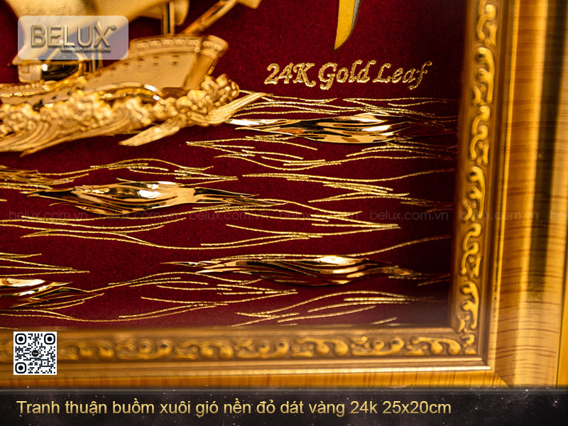 Tranh thuận buồm xuôi gió dát vàng 24k 25x20cm